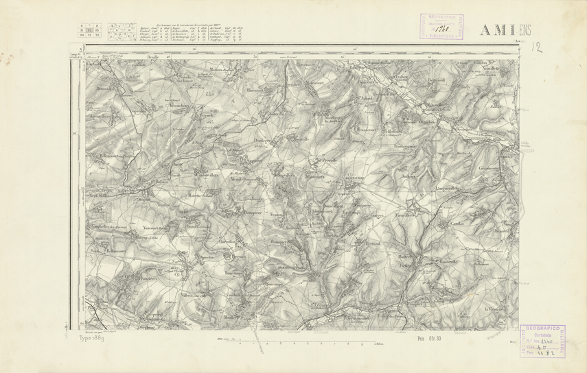 (N:21723) CARTE DE FRANCE - AMIENS (B0018309) Carte e stampe antiche: riproduzione a colori su carta (formato A2)