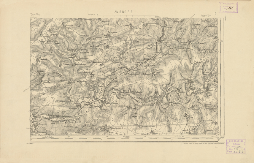 (N:21725) CARTE DE FRANCE - AMIENS S.E. (B0018311) Carte e stampe antiche: riproduzione a colori su carta (formato A2)
