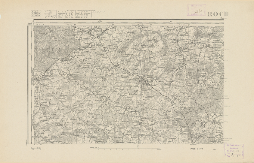 (N:21731) CARTE DE FRANCE - ROCROI (B0018317) Carte e stampe antiche: riproduzione a colori su carta (formato A2)