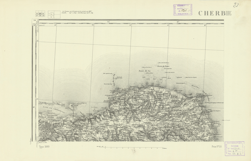 (N:21739) CARTE DE FRANCE - CHERBOURG (B0018325) Carte e stampe antiche: riproduzione a colori su carta (formato A2)