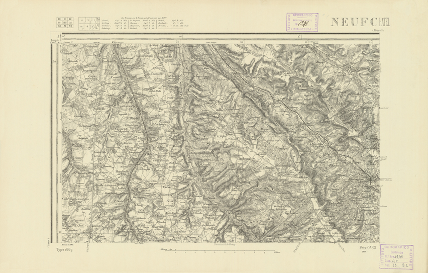 (N:21746) CARTE DE FRANCE - NEUFCHATEL (B0018333) Carte e stampe antiche: riproduzione a colori su carta (formato A2)