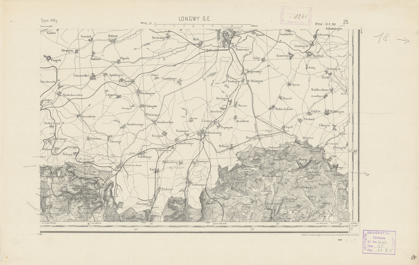 (N:21760) CARTE DE FRANCE - LONGWY S.E. (B0018347) Carte e stampe antiche: riproduzione a colori su carta (formato A2)