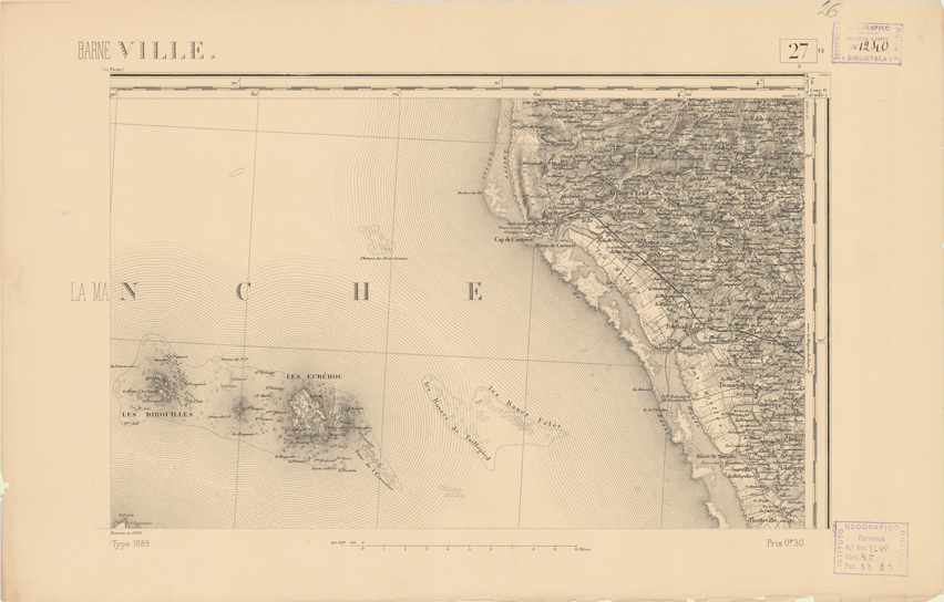 (N:21762) CARTE DE FRANCE - BARNEVILLE (B0018349) Carte e stampe antiche: riproduzione a colori su carta (formato A2)