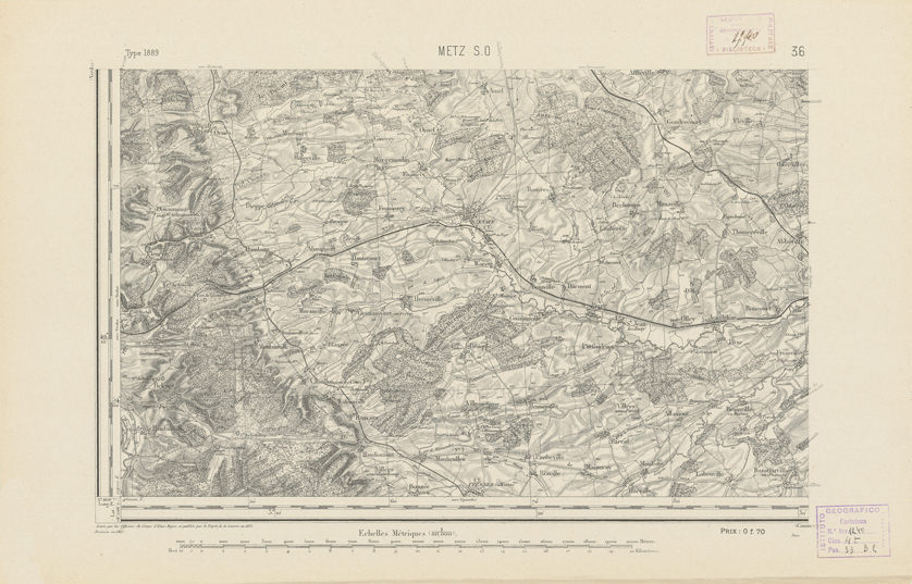(N:21791) CARTE DE FRANCE - METZ S.O. (B0018378) Carte e stampe antiche: riproduzione a colori su carta (formato A2)