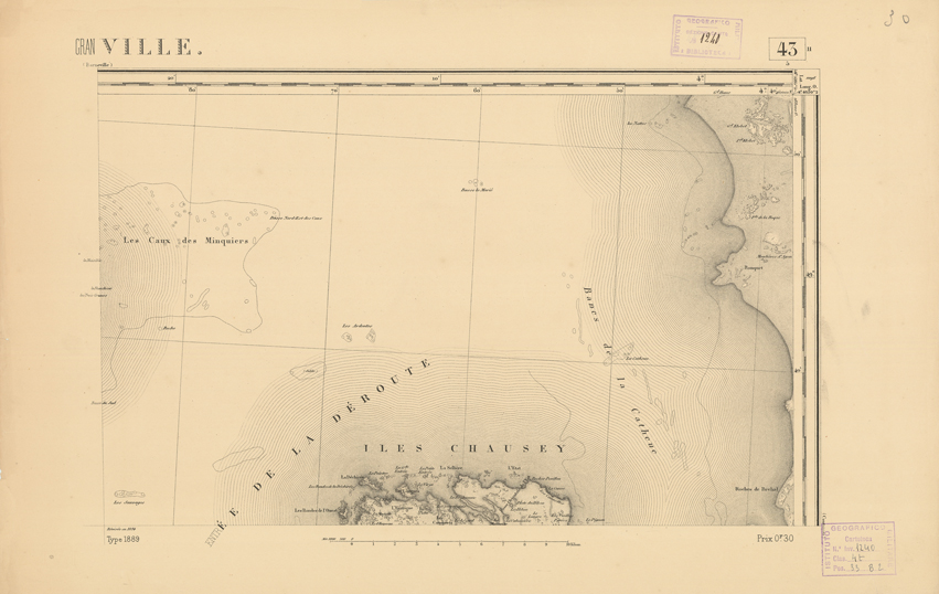 (N:21801) CARTE DE FRANCE - GRANVILLE (B0018388) Carte e stampe antiche: riproduzione a colori su carta (formato A2)