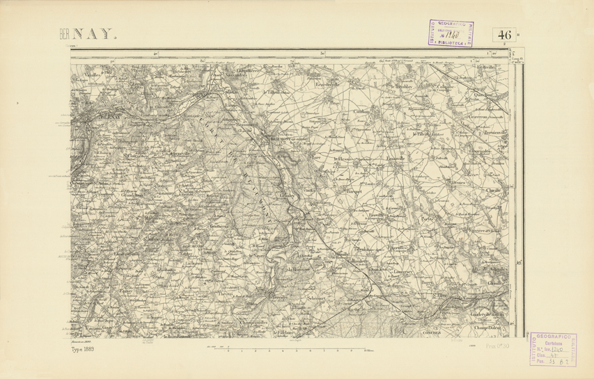 (N:21813) CARTE DE FRANCE - BERNAY (B0018400) Carte e stampe antiche: riproduzione a colori su carta (formato A2)