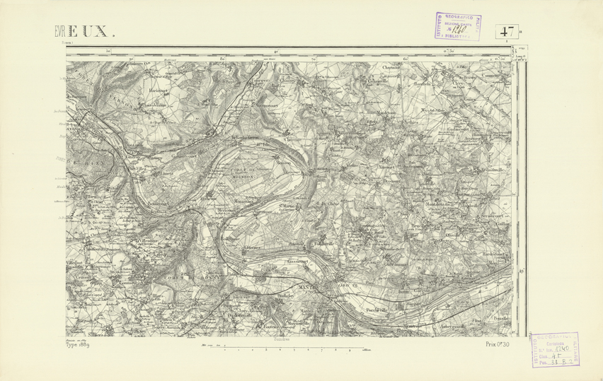 (N:21817) CARTE DE FRANCE - EVREUX (B0018404) Carte e stampe antiche: riproduzione a colori su carta (formato A2)
