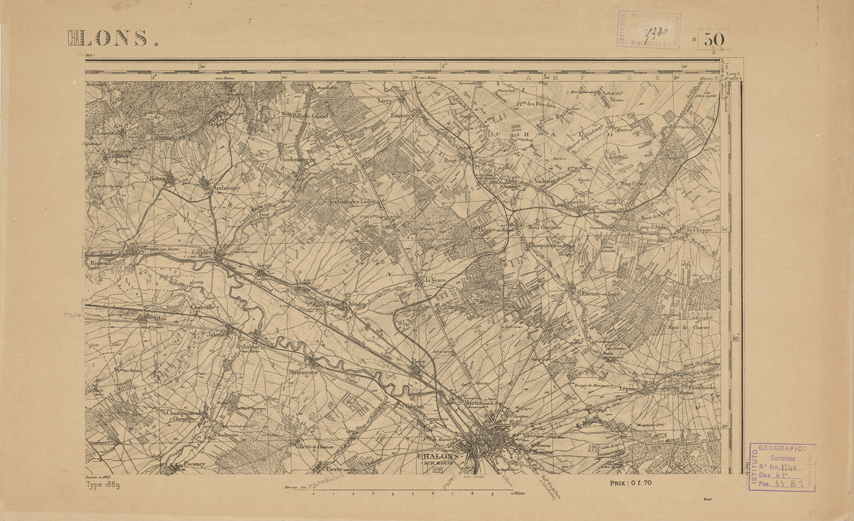 (N:21821) CARTE DE FRANCE - CHALONS (B0018408) Carte e stampe antiche: riproduzione a colori su carta (formato A2)