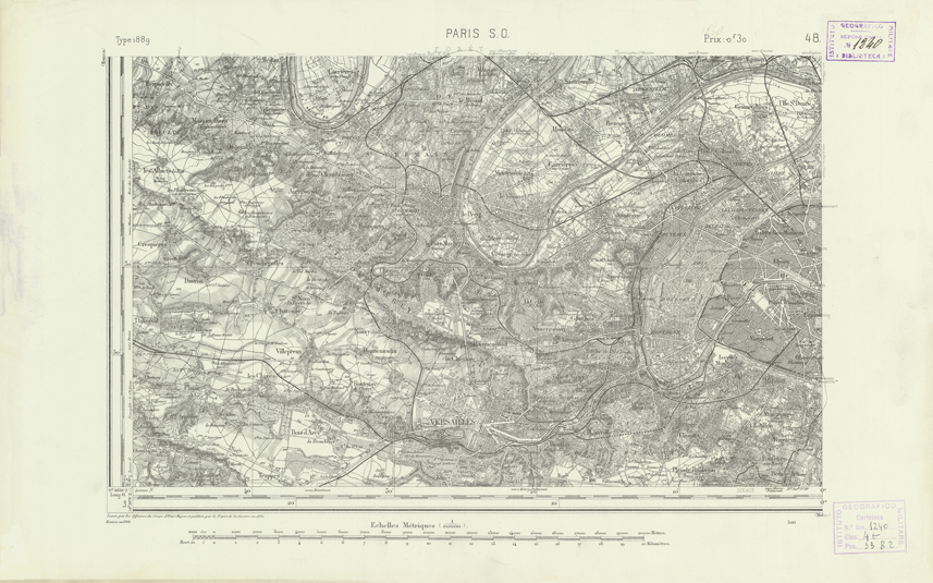(N:21822) CARTE DE FRANCE - PARIS S.O. (B0018409) Carte e stampe antiche: riproduzione a colori su carta (formato A2)