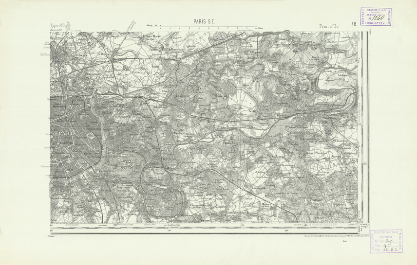 (N:21823) CARTE DE FRANCE - PARIS S.E. (B0018410) Carte e stampe antiche: riproduzione a colori su carta (formato A2)