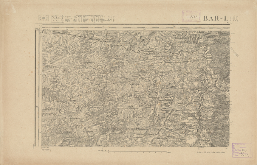 (N:21826) CARTE DE FRANCE - BAR-LE-DUC (B0018413) Carte e stampe antiche: riproduzione a colori su carta (formato A2)