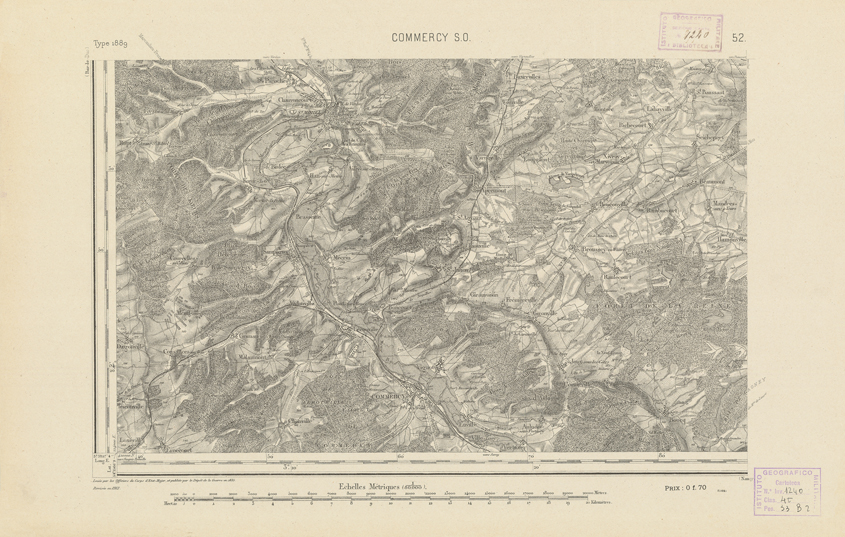 (N:21833) CARTE DE FRANCE - COMMERCY S.O. (B0018420) Carte e stampe antiche: riproduzione a colori su carta (formato A2)