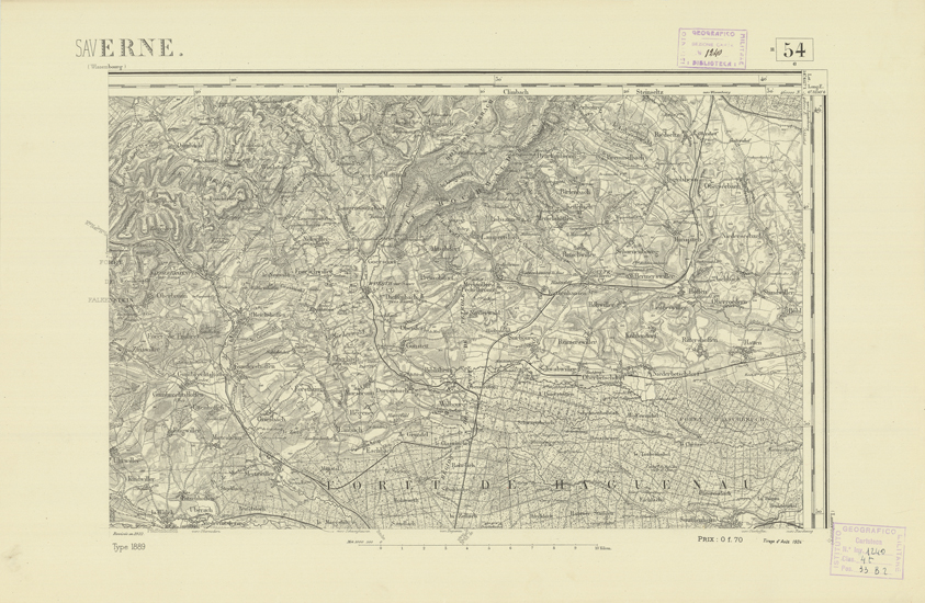 (N:21839) CARTE DE FRANCE - SAVERNE (B0018426) Carte e stampe antiche: riproduzione a colori su carta (formato A2)