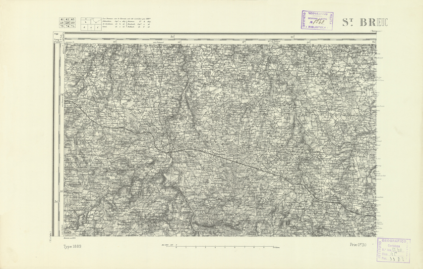 (N:21851) CARTE DE FRANCE - ST. BRIEUC (B0018438) Carte e stampe antiche: riproduzione a colori su carta (formato A2)