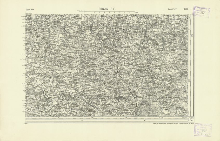 (N:21857) CARTE DE FRANCE - DINAN S.E. (B0018444) Carte e stampe antiche: riproduzione a colori su carta (formato A2)