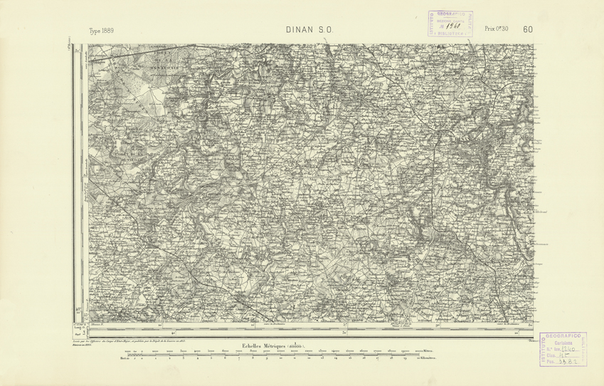 (N:21858) CARTE DE FRANCE - DINAN S.O. (B0018445) Carte e stampe antiche: riproduzione a colori su carta (formato A2)