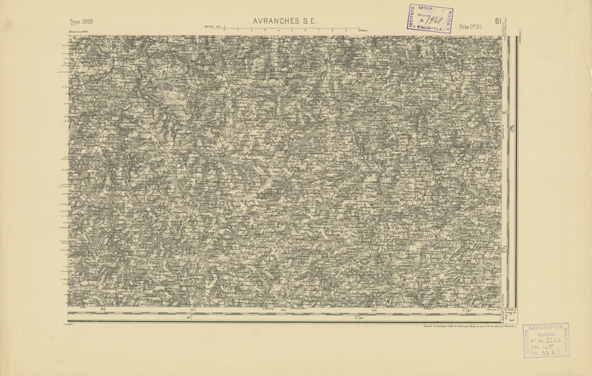 (N:21861) CARTE DE FRANCE - AVRANCHES S.E. (B0018448) Carte e stampe antiche: riproduzione a colori su carta (formato A2)