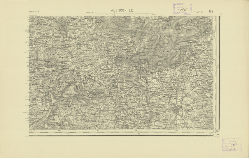 (N:21865) CARTE DE FRANCE - ALENCON S.E. (B0018452) Carte e stampe antiche: riproduzione a colori su carta (formato A2)