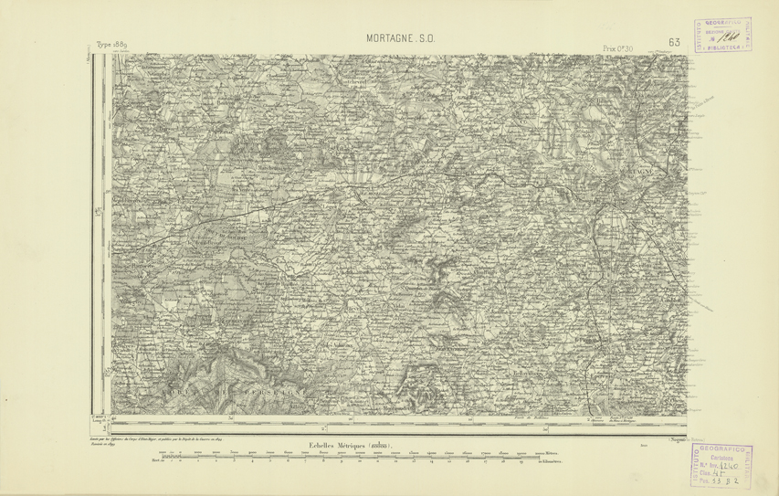 (N:21870) CARTE DE FRANCE - MORTAGNE S.O. (B0018457) Carte e stampe antiche: riproduzione a colori su carta (formato A2)