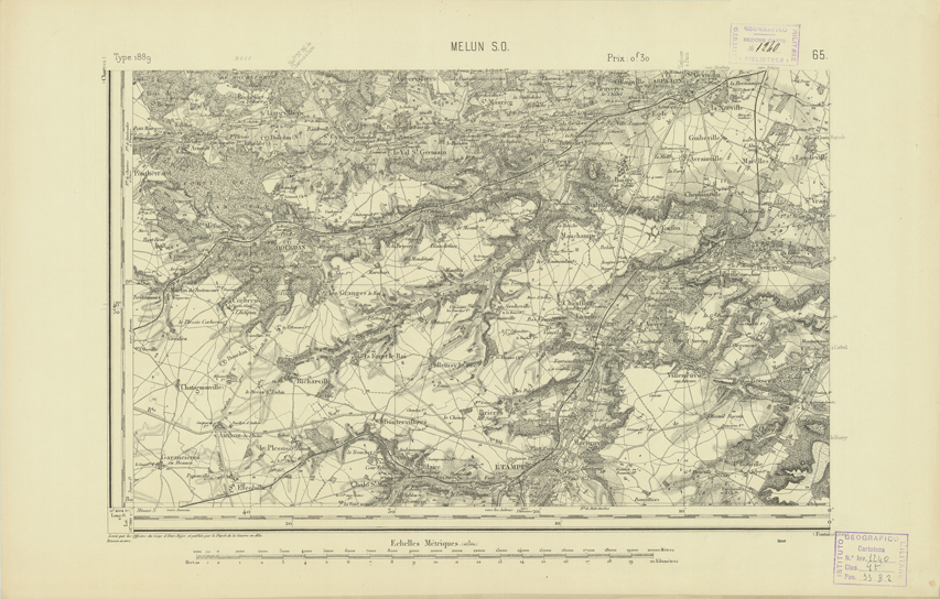 (N:21875) CARTE DE FRANCE - MELUN S.O. (B0018462) Carte e stampe antiche: riproduzione a colori su carta (formato A2)