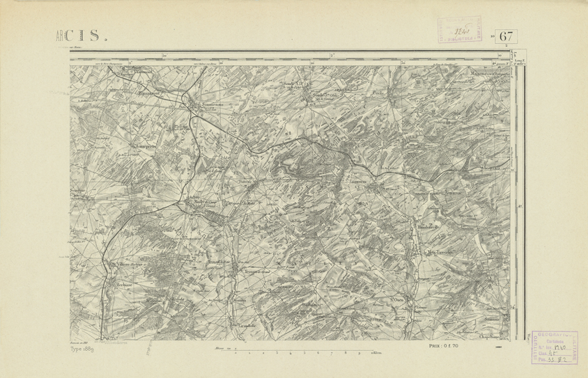 (N:21883) CARTE DE FRANCE - ARCIS (B0018470) Carte e stampe antiche: riproduzione a colori su carta (formato A2)