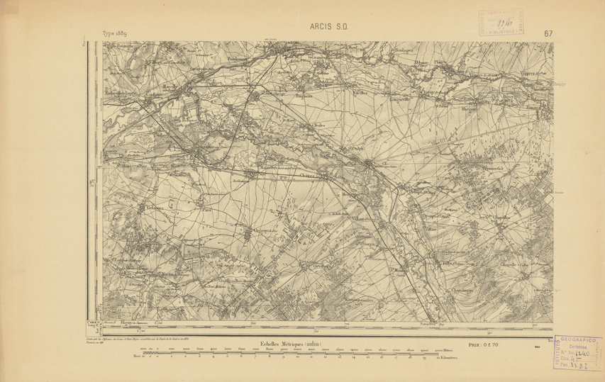 (N:21885) CARTE DE FRANCE - ARCIS S.O. (B0018472) Carte e stampe antiche: riproduzione a colori su carta (formato A2)