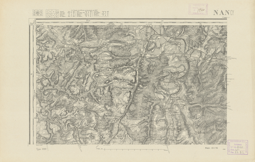 (N:21890) CARTE DE FRANCE - NANCY (B0018477) Carte e stampe antiche: riproduzione a colori su carta (formato A2)