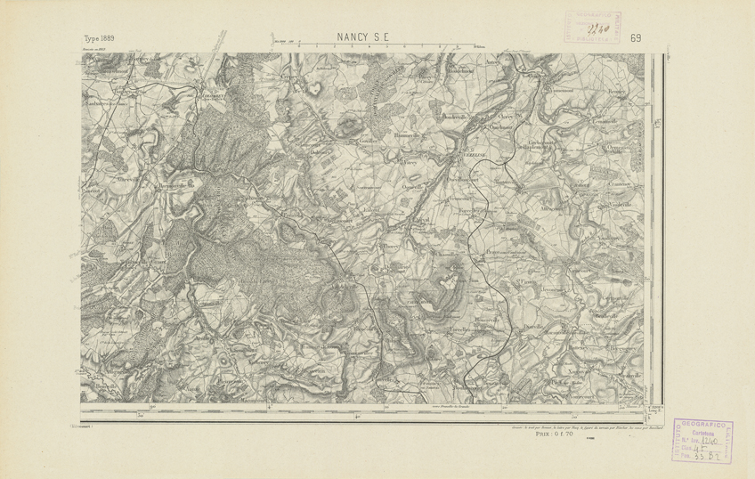 (N:21892) CARTE DE FRANCE - NANCY S.E. (B0018479) Carte e stampe antiche: riproduzione a colori su carta (formato A2)