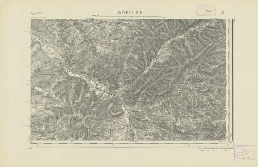(N:21896) CARTE DE FRANCE - LUNEVILLE S.E. (B0018483) Carte e stampe antiche: riproduzione a colori su carta (formato A2)