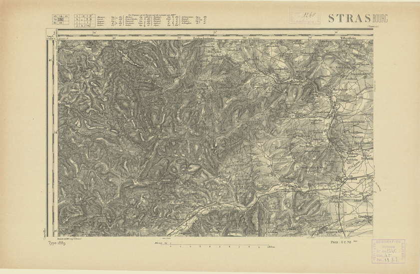 (N:21898) CARTE DE FRANCE - STRASBOURG (B0018485) Carte e stampe antiche: riproduzione a colori su carta (formato A2)