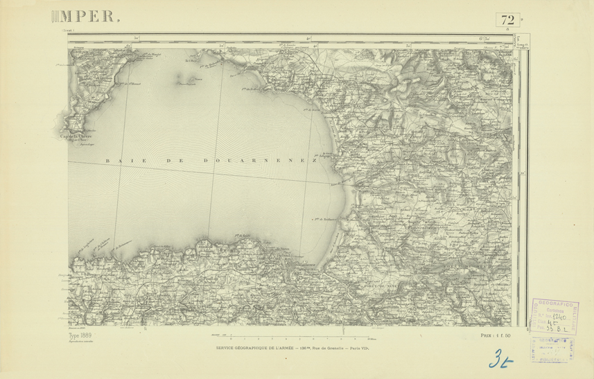 (N:21901) CARTE DE FRANCE - QUIMPER (B0018488) Carte e stampe antiche: riproduzione a colori su carta (formato A2)