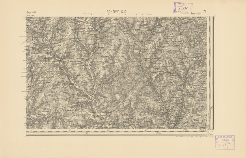 (N:21910) CARTE DE FRANCE - PONTIVY (B0018497) Carte e stampe antiche: riproduzione a colori su carta (formato A2)