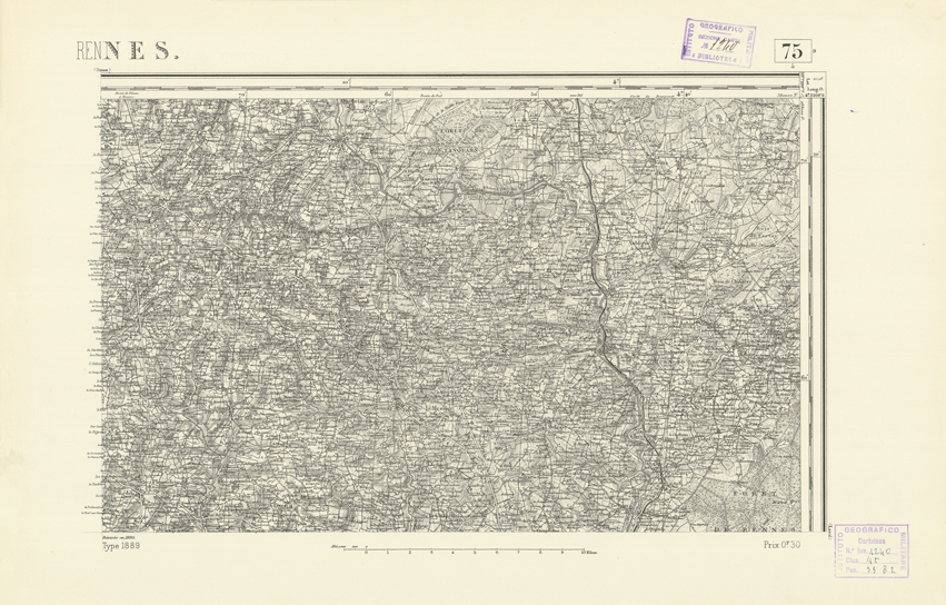 (N:21913) CARTE DE FRANCE - RENNES (B0018500) Carte e stampe antiche: riproduzione a colori su carta (formato A2)