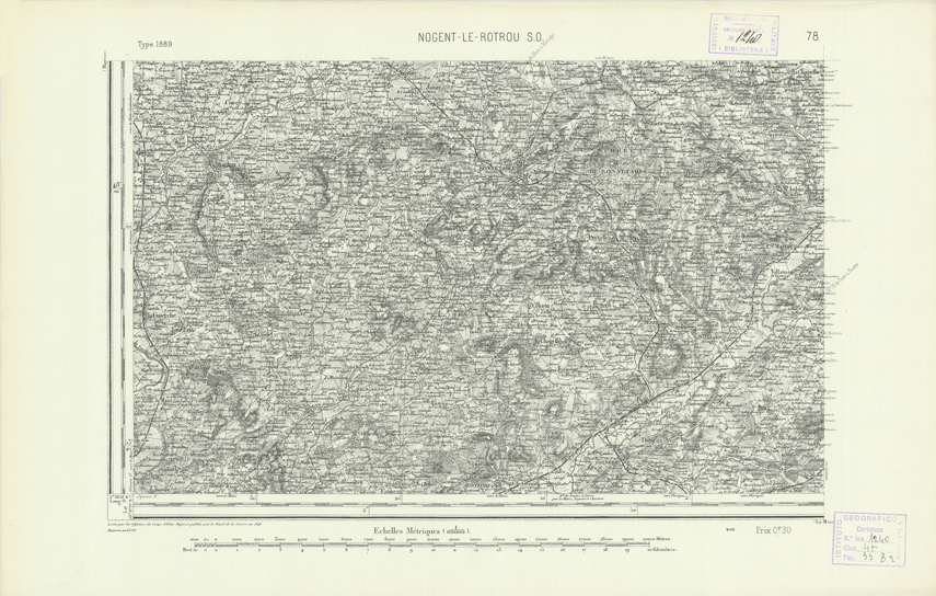 (N:21927) CARTE DE FRANCE - NOGENT-LE-ROTROU S.O. (B0018514) Carte e stampe antiche: riproduzione a colori su carta (formato A2)