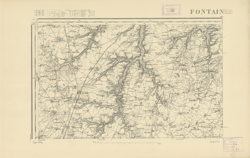 (N:21932) CARTE DE FRANCE - FONTAINEBLEAU (B0018519) Carte e stampe antiche: riproduzione a colori su carta (formato A2)