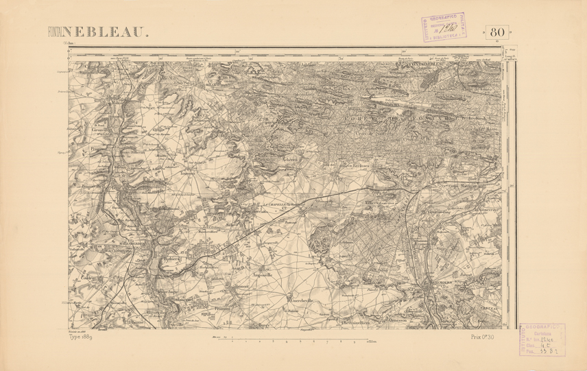 (N:21933) CARTE DE FRANCE - FONTAINBLEAU (B0018520) Carte e stampe antiche: riproduzione a colori su carta (formato A2)