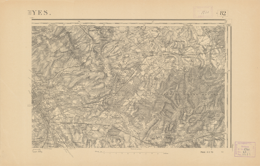 (N:21941) CARTE DE FRANCE - TROYES (B0018528) Carte e stampe antiche: riproduzione a colori su carta (formato A2)