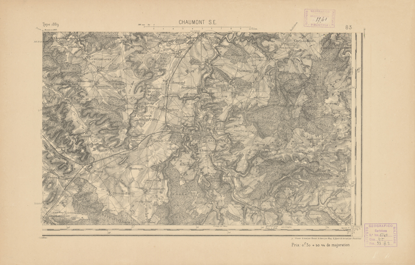 (N:21946) CARTE DE FRANCE - CHAUMONT S.E. (B0018533) Carte e stampe antiche: riproduzione a colori su carta (formato A2)