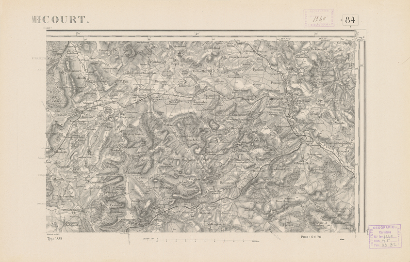 (N:21949) CARTE DE FRANCE - MIRECOURT (B0018536) Carte e stampe antiche: riproduzione a colori su carta (formato A2)