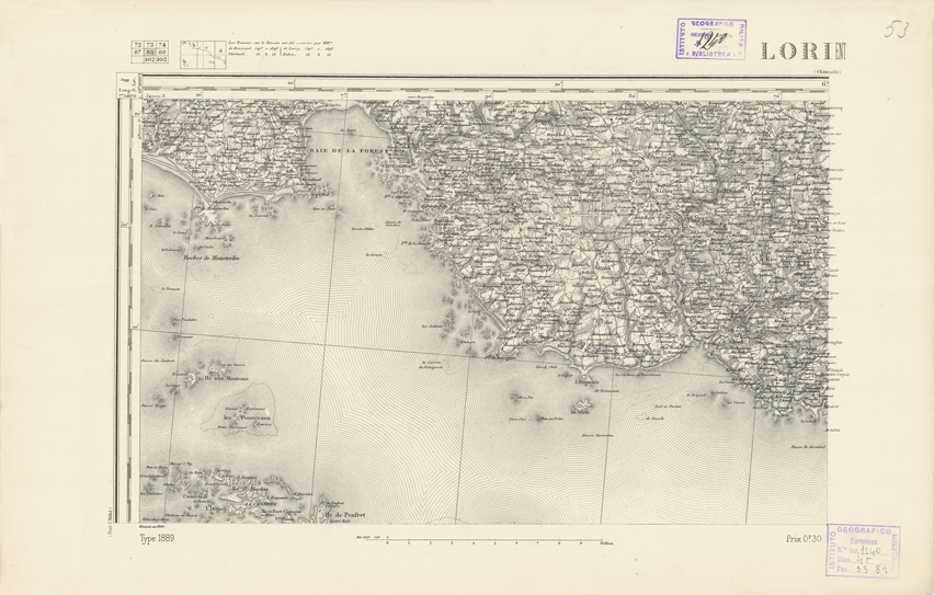 (N:21959) CARTE DE FRANCE - LORIENT (B0018546) Carte e stampe antiche: riproduzione a colori su carta (formato A2)