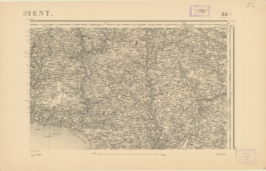 (N:21960) CARTE DE FRANCE - LORIENT (B0018547) Carte e stampe antiche: riproduzione a colori su carta (formato A2)