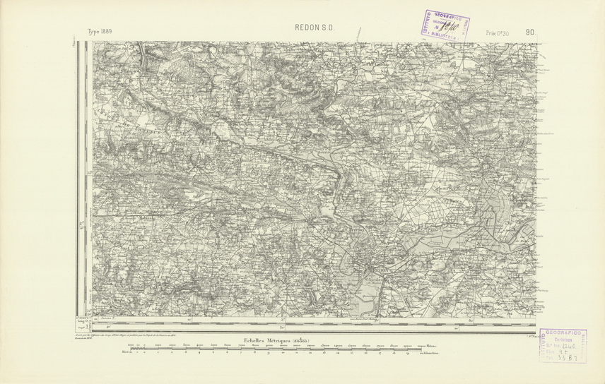 (N:21970) CARTE DE FRANCE - REDONS S.O. (B0018557) Carte e stampe antiche: riproduzione a colori su carta (formato A2)