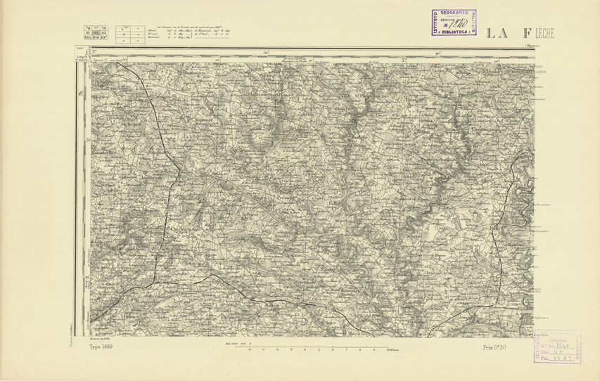 (N:21975) CARTE DE FRANCE - LA FLECHE (B0018562) Carte e stampe antiche: riproduzione a colori su carta (formato A2)