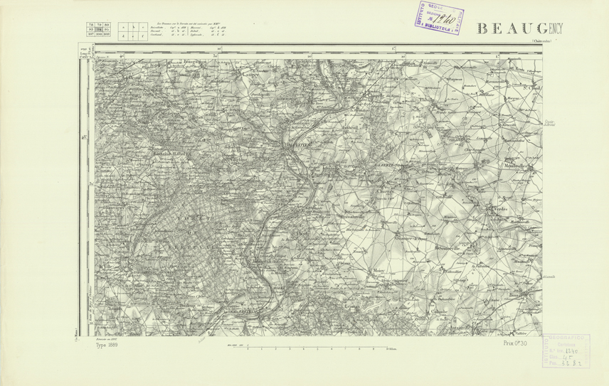 (N:21983) CARTE DE FRANCE - BEAUGENCY (B0018570) Carte e stampe antiche: riproduzione a colori su carta (formato A2)