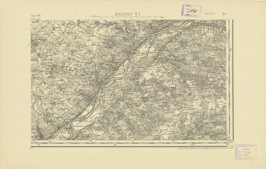 (N:21985) CARTE DE FRANCE - BEAUGENCY S.E. (B0018572) Carte e stampe antiche: riproduzione a colori su carta (formato A2)