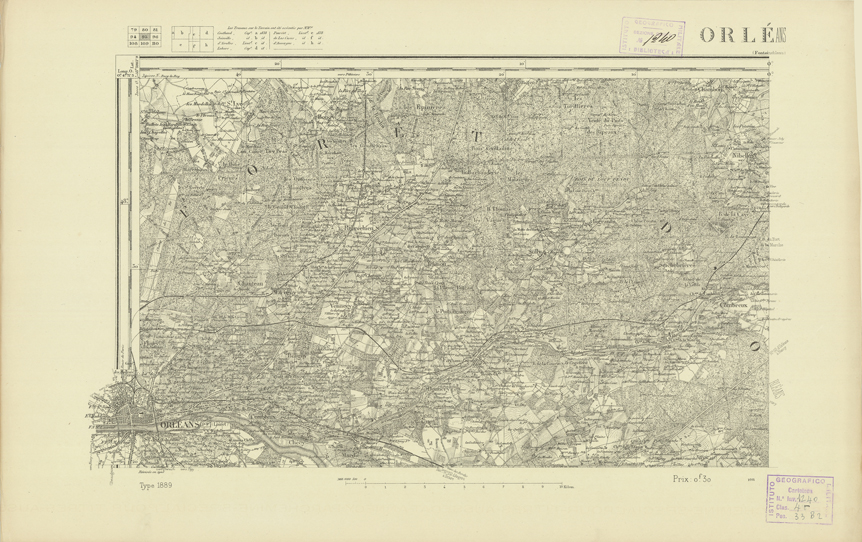 (N:21987) CARTE DE FRANCE - ORLEANS (B0018574) Carte e stampe antiche: riproduzione a colori su carta (formato A2)