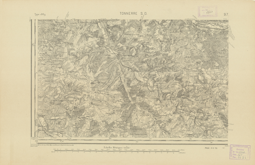 (N:21998) CARTE DE FRANCE - TONNERRE S.O. (B0018585) Carte e stampe antiche: riproduzione a colori su carta (formato A2)