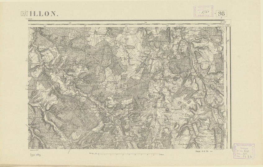 (N:22000) CARTE DE FRANCE - CHATILLON (B0018587) Carte e stampe antiche: riproduzione a colori su carta (formato A2)