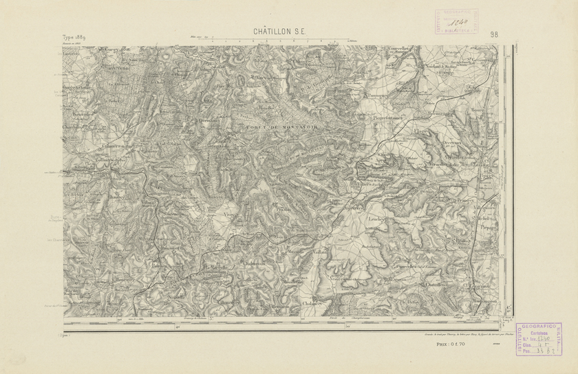 (N:22001) CARTE DE FRANCE - CHATILLON S.E. (B0018588) Carte e stampe antiche: riproduzione a colori su carta (formato A2)