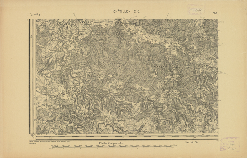 (N:22002) CARTE DE FRANCE - CHATILLON S.O. (B0018589) Carte e stampe antiche: riproduzione a colori su carta (formato A2)